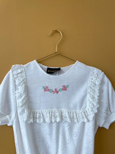 White Lace Knitted Vintage Top S