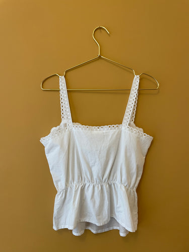 Embroidered White Lace Vintage Top S