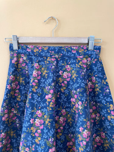 Floral Corduroy A Line Skirt XS