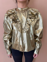 Cargar imagen en el visor de la galería, Blouse for a late 1970s gold evening M