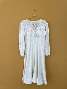 Lovely Embroidered White Vintage Midi Dress M