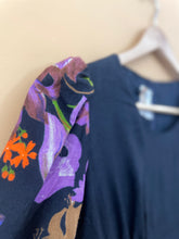 Cargar imagen en el visor de la galería, Floral Black 70s Maxi Dress S