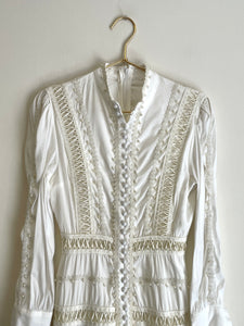 Oriental Vintage White Dress XS