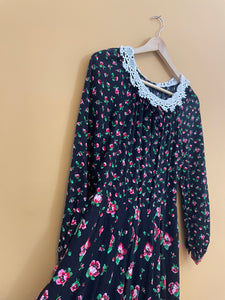 Crochet Collar Cotton Vintage Dress S-M