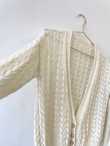 Handmade White Cotton Cardigan S