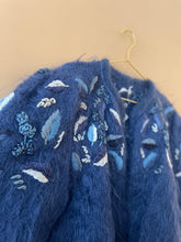 Cargar imagen en el visor de la galería, Blue Warm Knitted Vintage Cardigan S-M