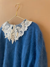 Cargar imagen en el visor de la galería, Lace Collar Blue Mohair Jumper L