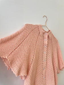 Lovely Pink Crochet Vintage Top S-M