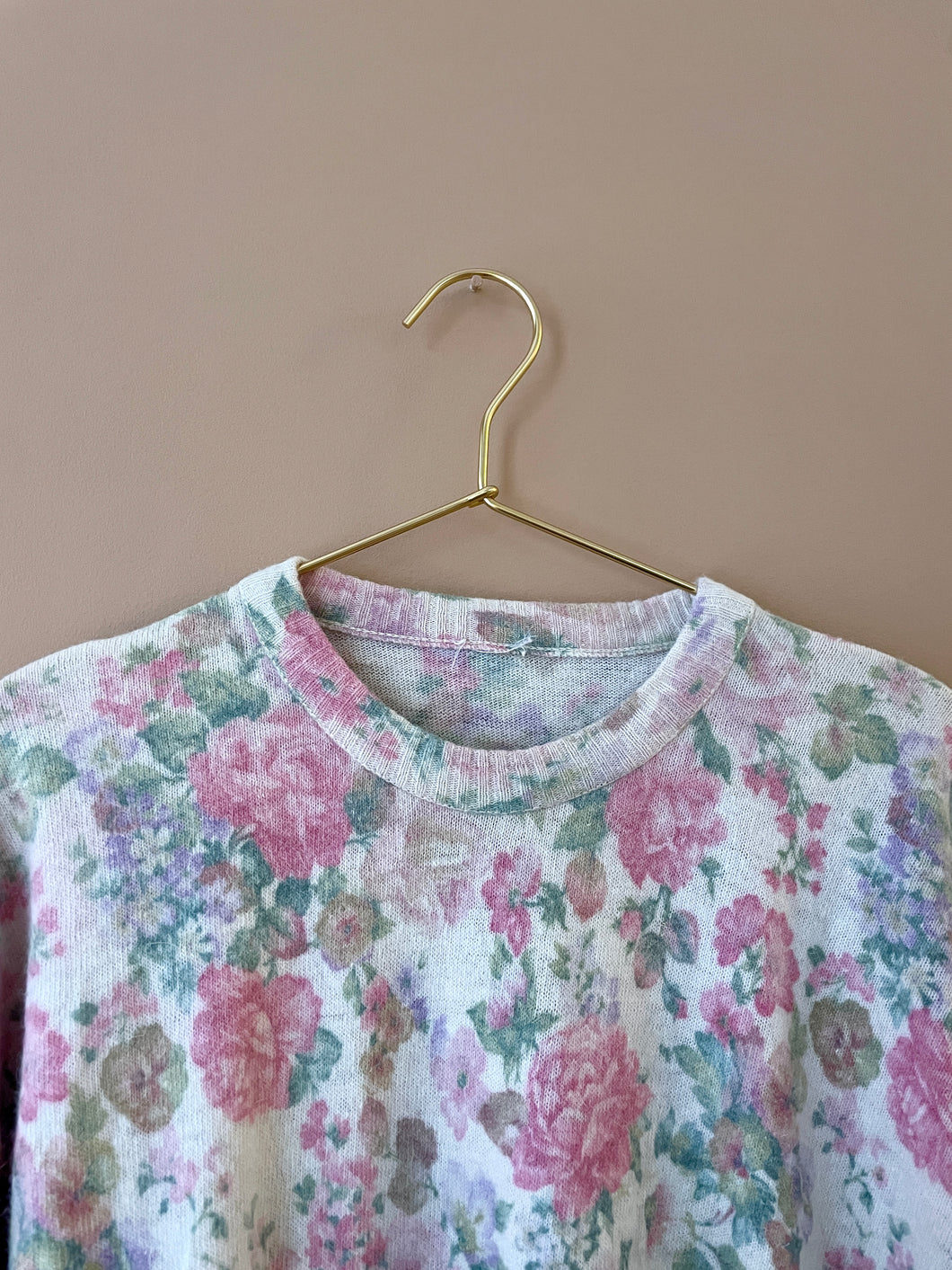 Floral Print Mohair Vintage Jumper M-L