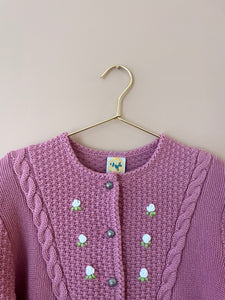 Embroidered Pink Vintage Austrian Cardigan M