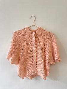 Lovely Pink Crochet Vintage Top S-M