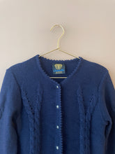 Cargar imagen en el visor de la galería, Navy Blue Embroidered Austrian Cardigan