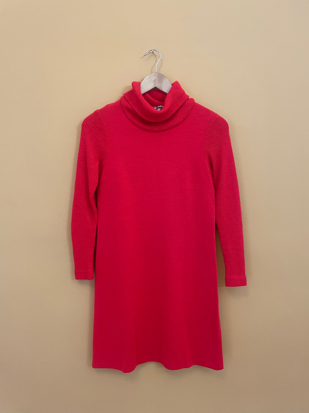 Red 70s Knitted Mini Dress S