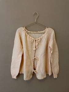 Textured Crochet Vintage Pink Cardigan M