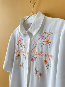 Embroidered Text Vintage Shirt L