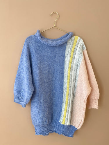 Striped Neck Knit Vintage Jumper L