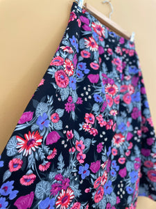 Floral Black Vintage Midi Skirt M