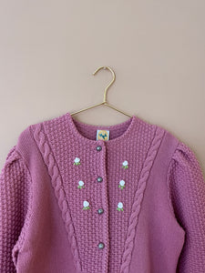 Embroidered Pink Vintage Austrian Cardigan M