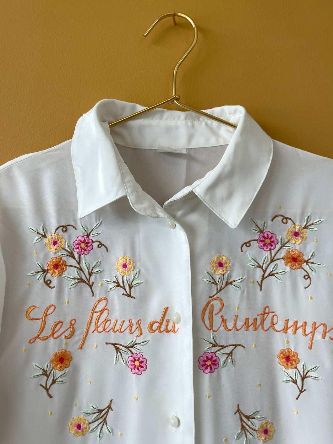 Embroidered Text Vintage Shirt L