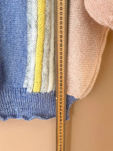 Striped Neck Knit Vintage Jumper L