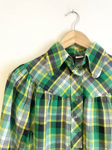 Plaid Babydoll 60s Blouse S-M