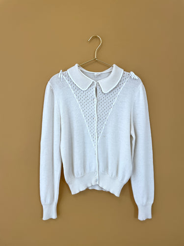 Collar Lace Knitted Cardigan S-M
