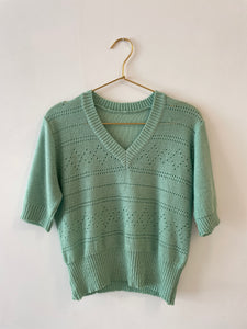 V Neck Green Vintage Sweater M