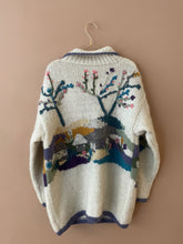 Cargar imagen en el visor de la galería, Handmade Embroidered Oversize Wool Cardigan XL