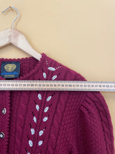 Cargar imagen en el visor de la galería, Bordeaux Lace Embroidered Vintage Cardigan M-L