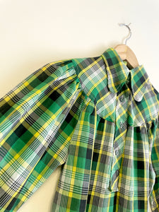 Plaid Babydoll 60s Blouse S-M