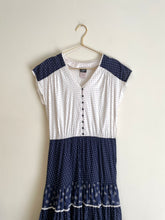 Cargar imagen en el visor de la galería, Navy Blue Folk Midi Dress M