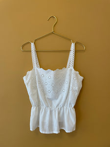 Embroidered White Lace Vintage Top S