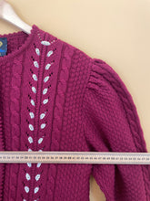 Cargar imagen en el visor de la galería, Bordeaux Lace Embroidered Vintage Cardigan M-L