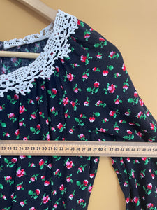 Crochet Collar Cotton Vintage Dress S-M