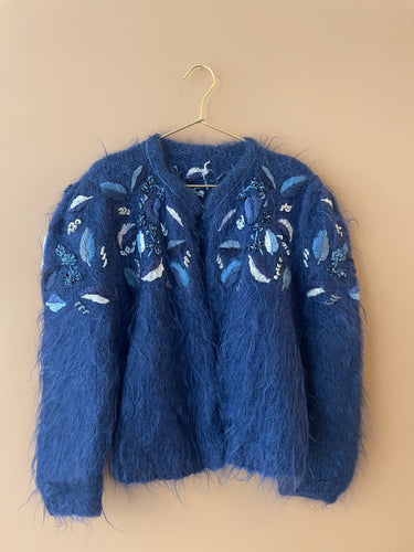 Blue Warm Knitted Vintage Cardigan S-M