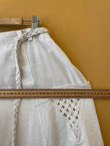 Beige Cotton Vintage Midi Skirt L