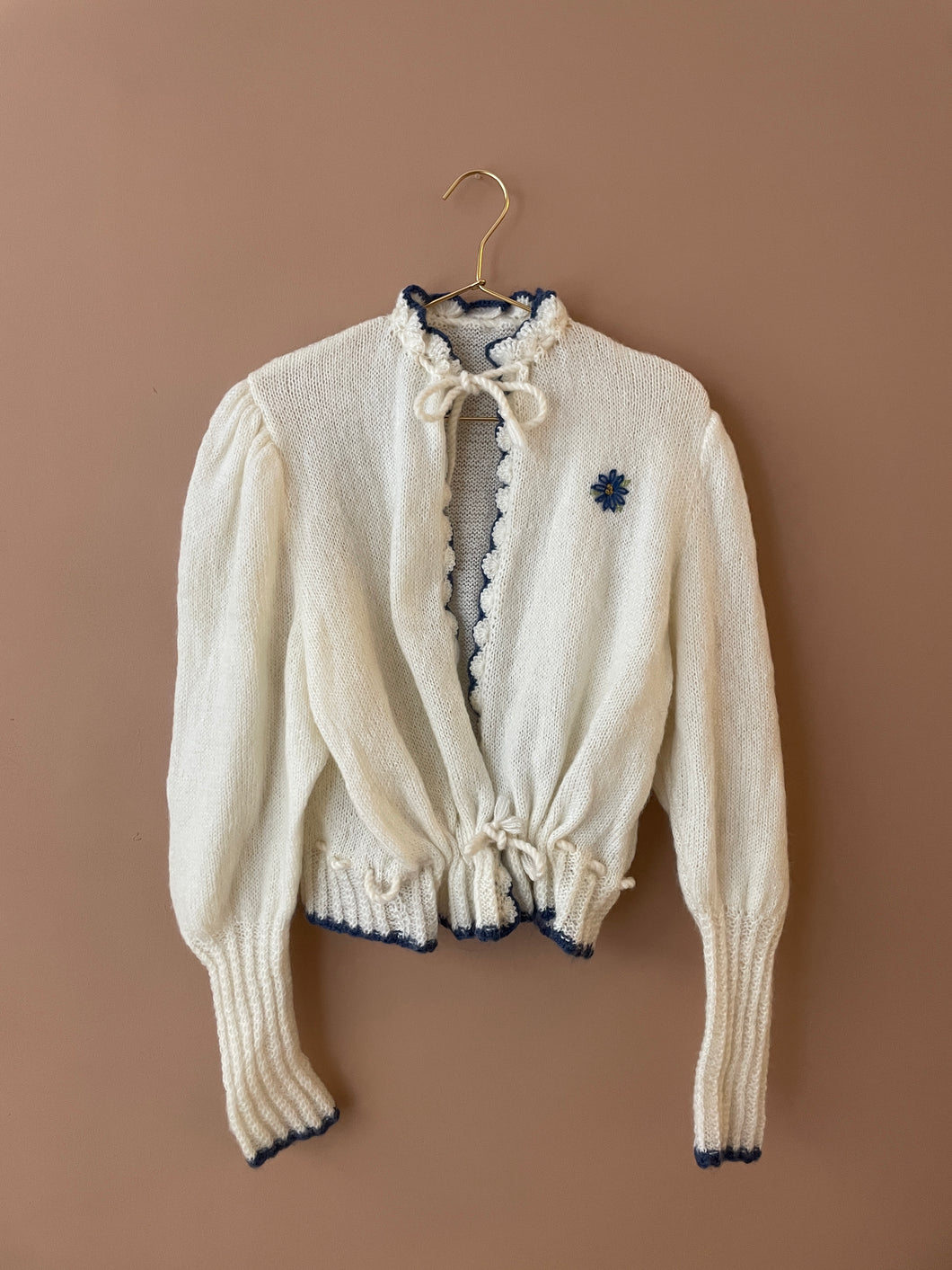 Cream Warm Hadmade Vintage Cardigan S-M