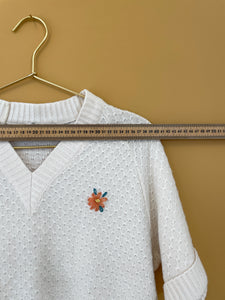 V Neck Embroidered Knitted Sweater L