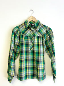 Plaid Babydoll 60s Blouse S-M