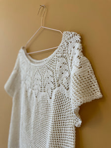 Handmade White Crochet Top M