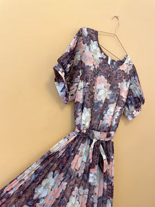Brown Floral Vintage Maxi Dress M