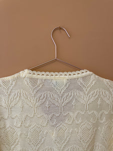 V Neck Knitted Lace Top L