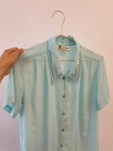 Pastel Green Silk Blouse  M
