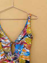 Cargar imagen en el visor de la galería, Colorful 70s Print Vintage Swimsuit S