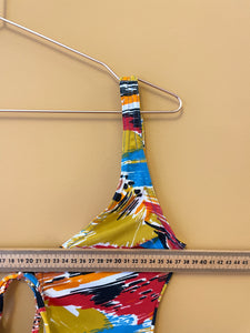 Colorful 70s Print Vintage Swimsuit S