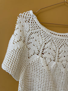 Handmade White Crochet Top M