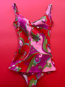 Colorful 60s Vintage Belcor Swimsuit XS