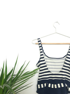 Striped Navy 90s Vintage Swimsuit S