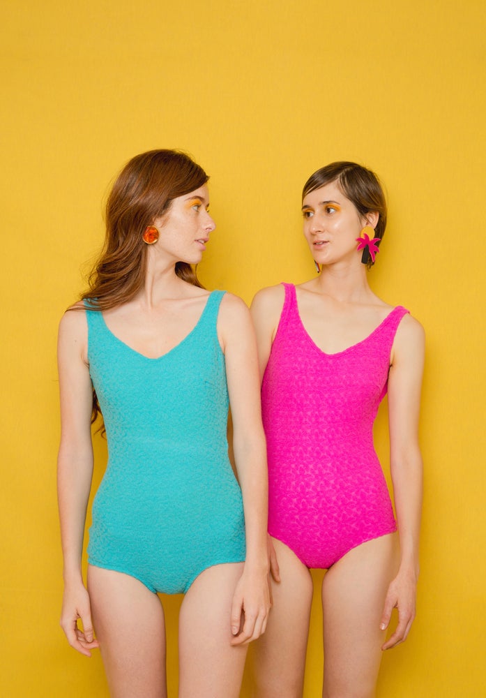 Bathing Beauty Iconic Blue 70s Vintage Swimsuit XS