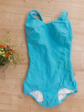 Cargar imagen en el visor de la galería, Bathing Beauty Iconic Blue 70s Vintage Swimsuit XS